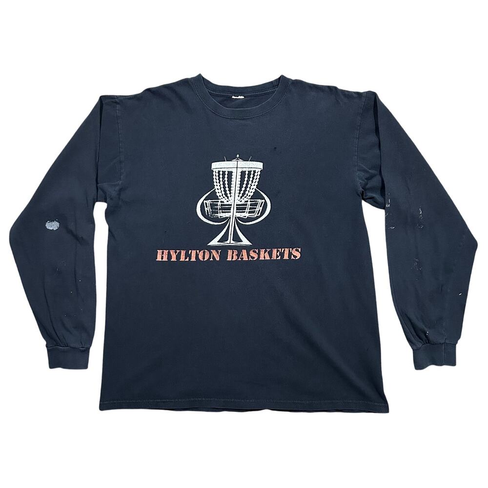 Disc Golf T-Shirt Mens Large Vintage Style Faded Distress Hylton Baskets Frisbee